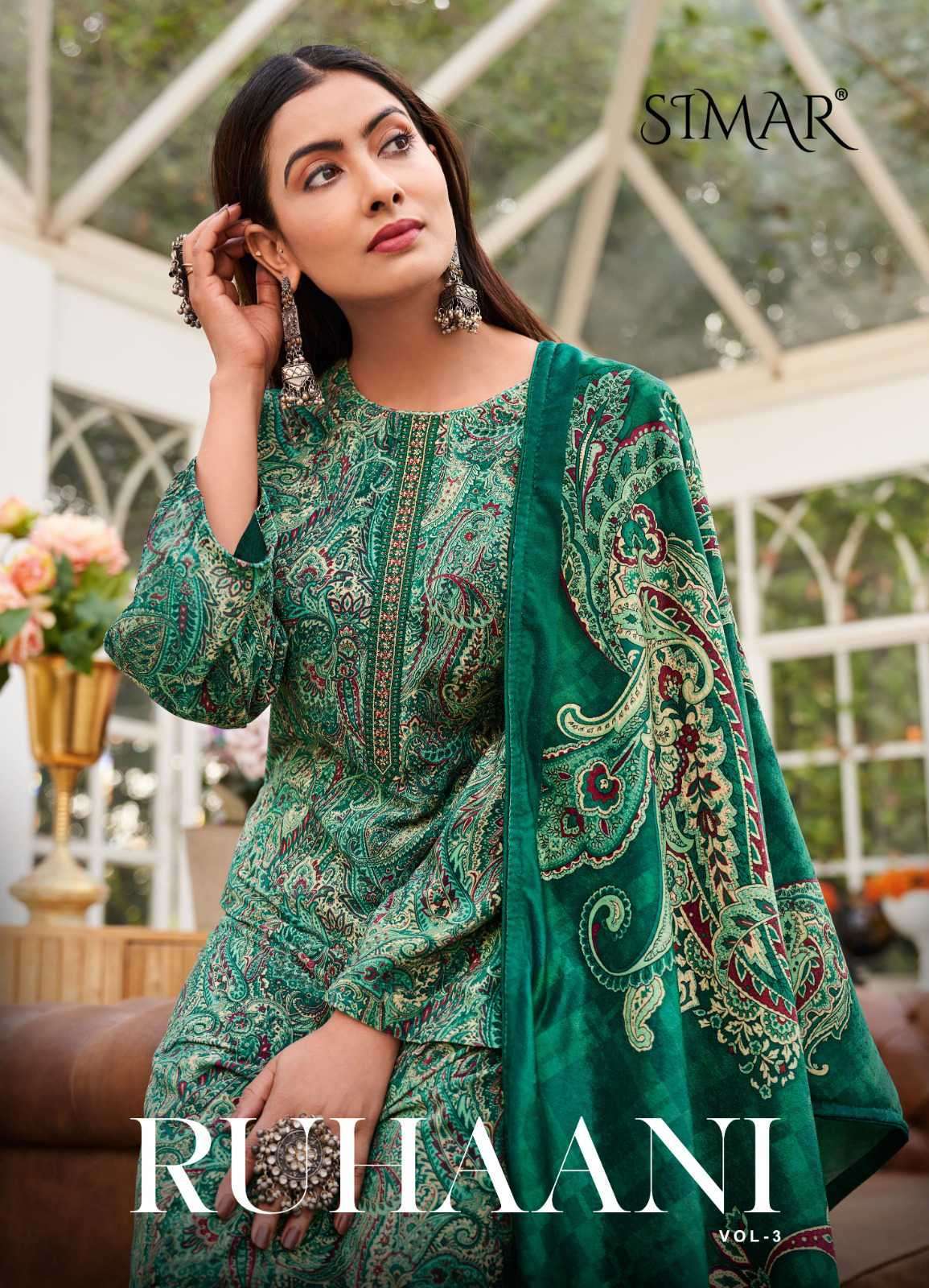 RUHANI VOL-3 BY SIMAR 4249 TO 4253 SERIES VELVET PRINT WORK WINTER WEAR DRESSES