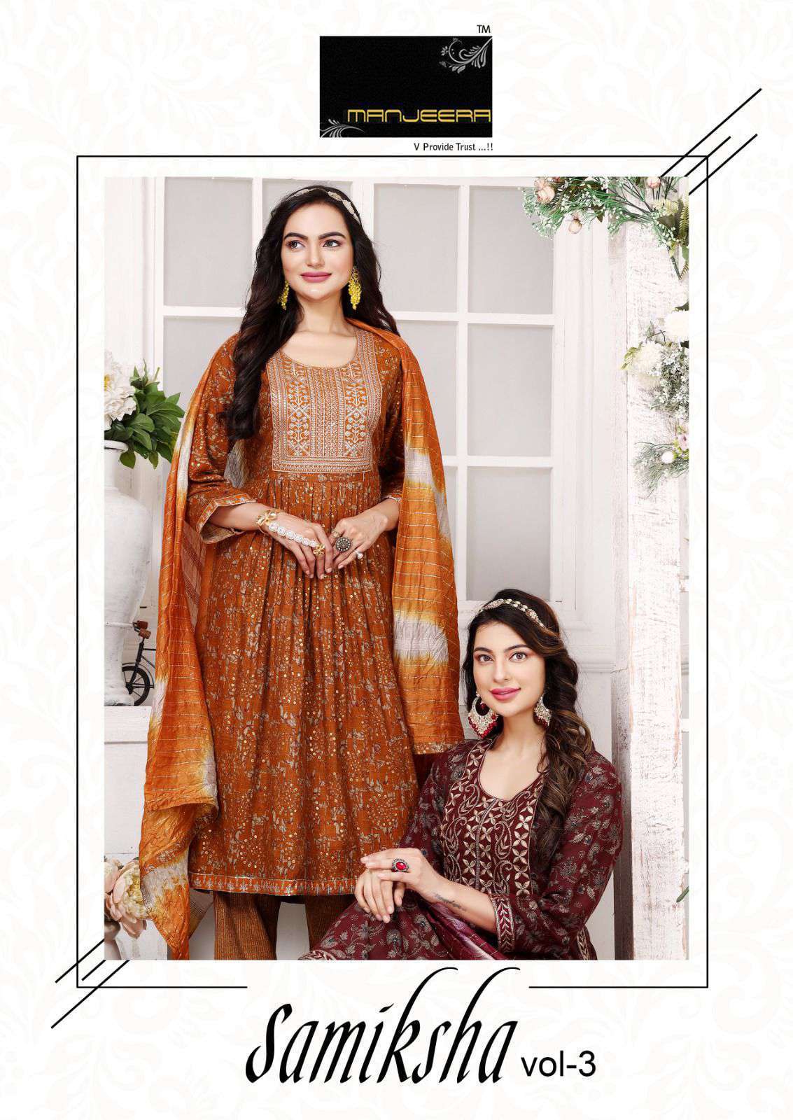 SAMIKSHA VOL-3 BY MANJEERA 101 TO 108 SERIES CAPSULE PRINT WORK READYMADE DRESSES