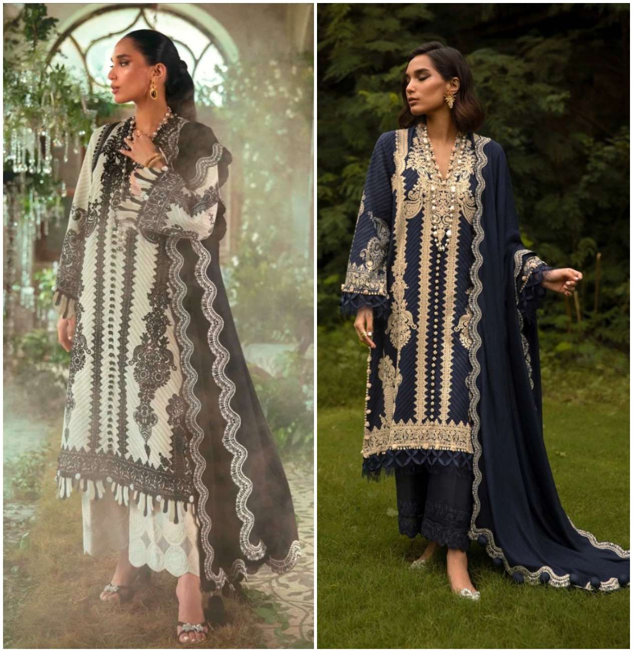 SANA SAFINAZ 417 & 418 HITS BY TAJ CREATION COTTON PRINT WORK PAKISTANI DRESSES