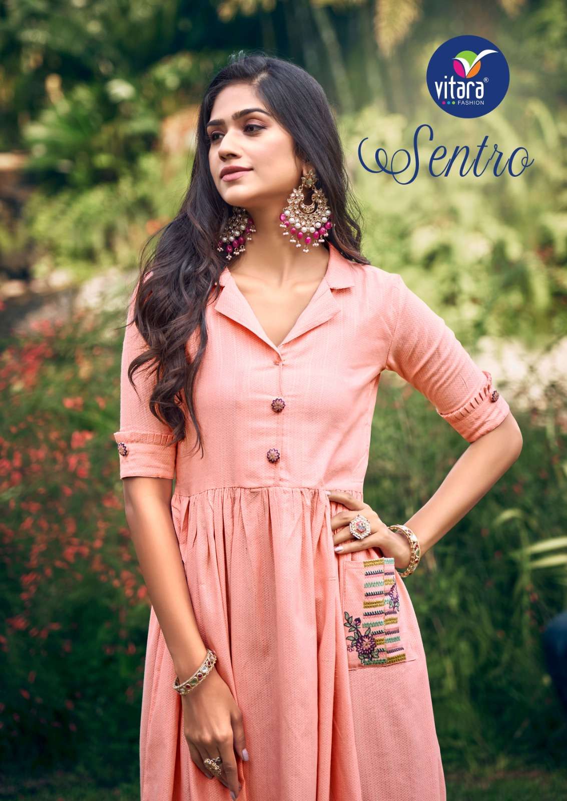 SENTRO BY VITARA FASHION 10003 TO 10006 SERIES COTTON EMBROIDERY WORK GOWNS