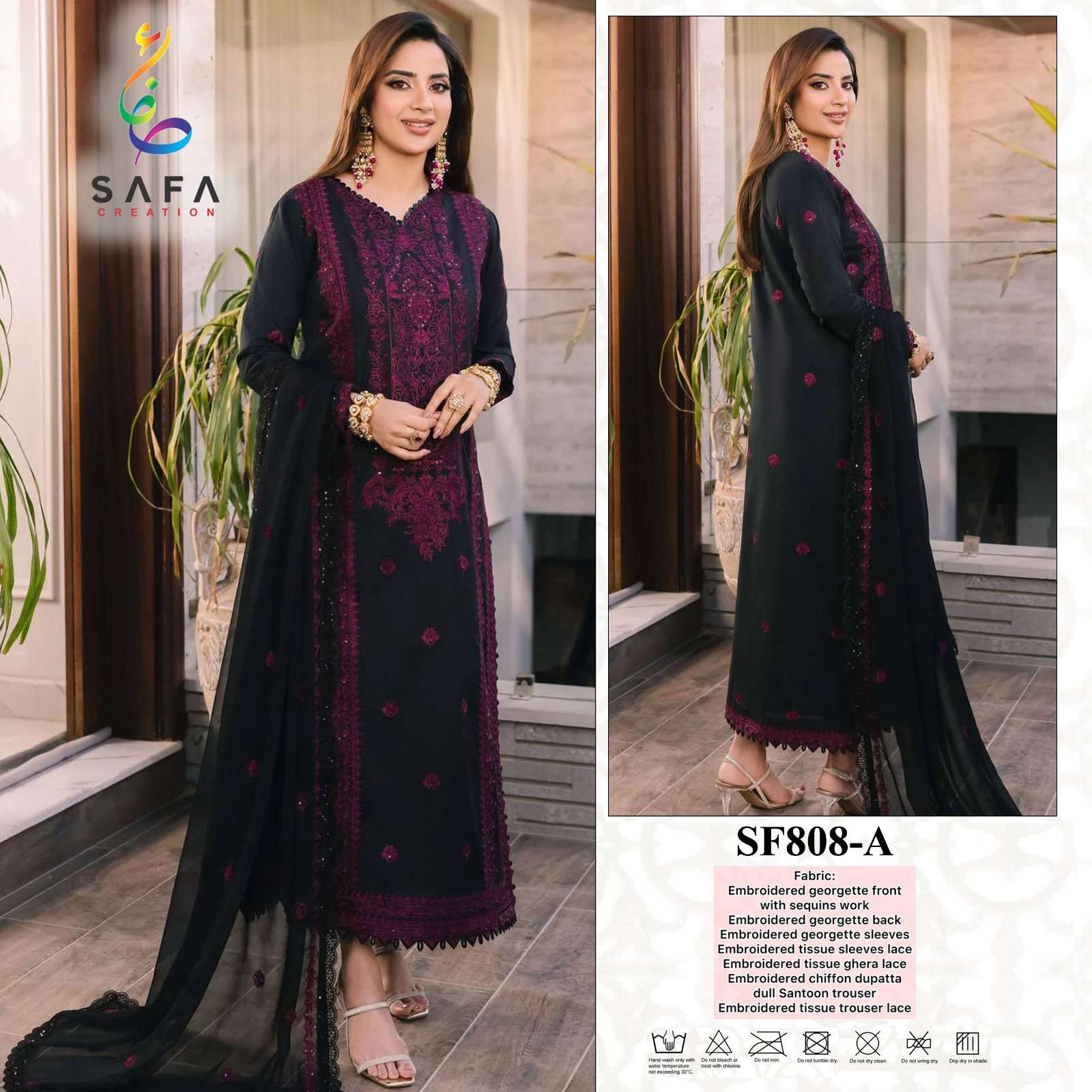 SF-808 COLOURS BY SAFA CREATION 808-A TO 808-E SERIES HEAVY GEORGETTE WORK PAKISTANI DRESSES