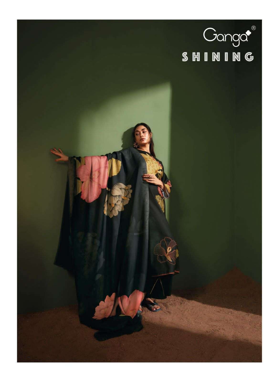 SHINING BY GANGA FASHIONS 1611 TO 1616 SERIES PASHMINA PRINT WORK WINTER WEAR DRESSES