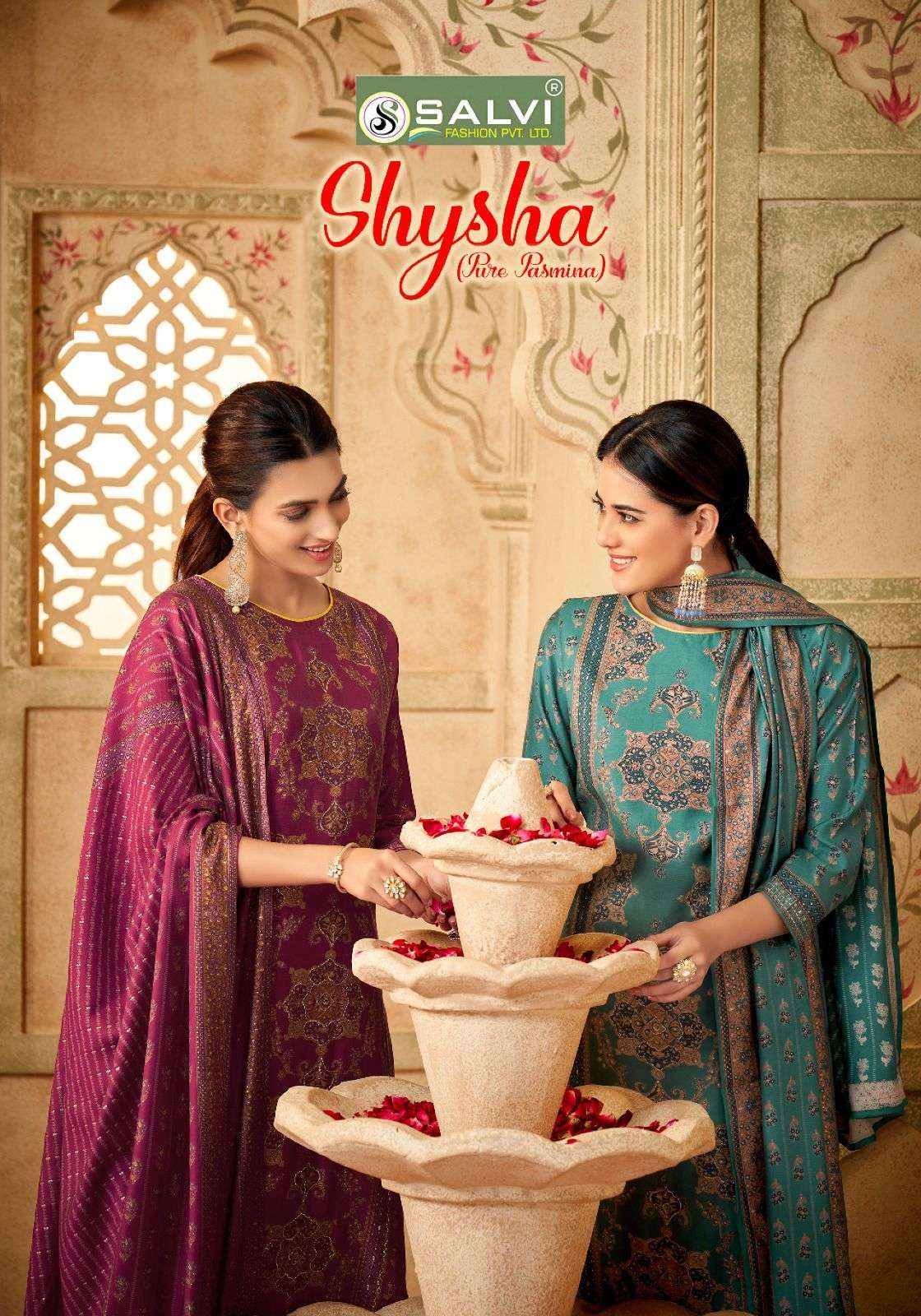 SHYSHA BY SALVI FASHION 1001 TO 1008 SERIES PASHMINA PRINT HANDWORK WINTER WEAR DRESSES