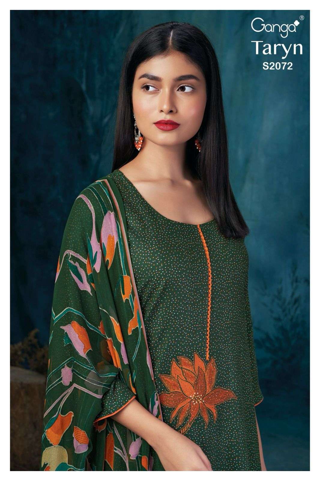 TARYN BY GANGA FASHIONS 2072-A TO 2072-D SERIES PASHMINA PRINT WORK WINTER WEAR DRESSES