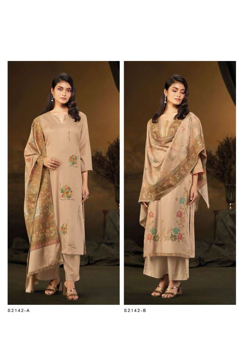 TAVIANNA BY GANGA FASHIONS 2142-A & 2142-B SERIES PASHMINA WORK WINTER WEAR DRESSES