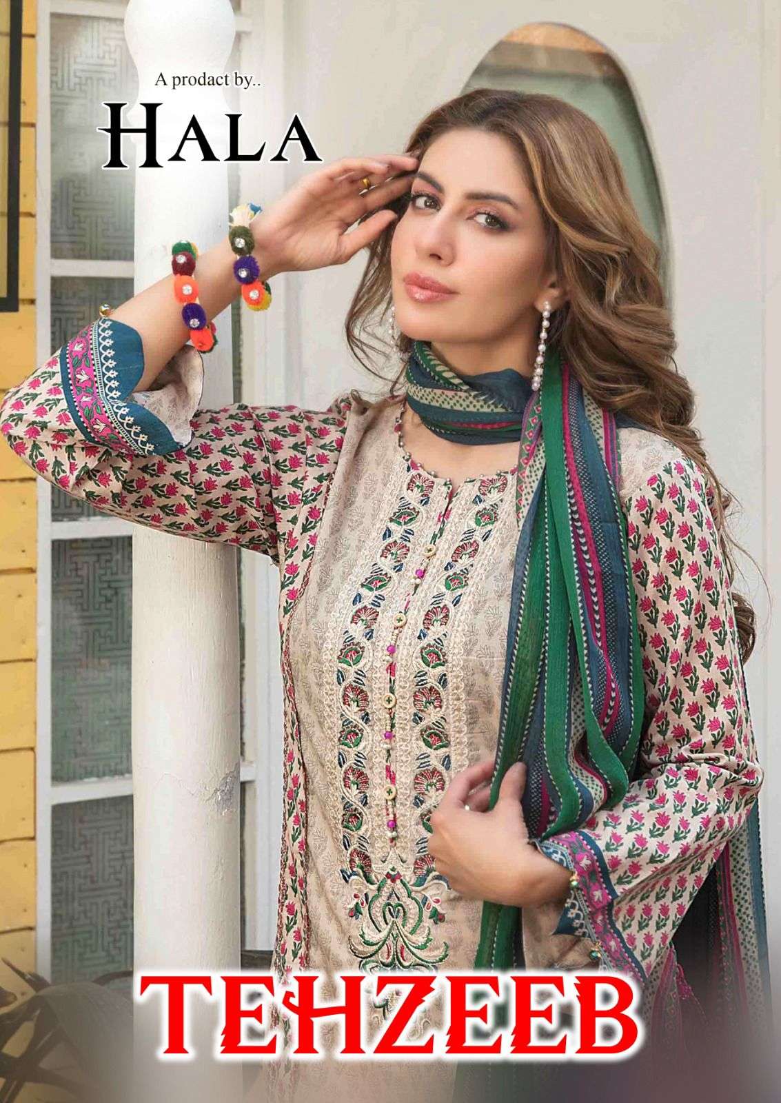 TEHZEEB BY HALA 1001 TO 1006 SERIES CAMBRIC COTTON WORK PAKISTANI DRESSES