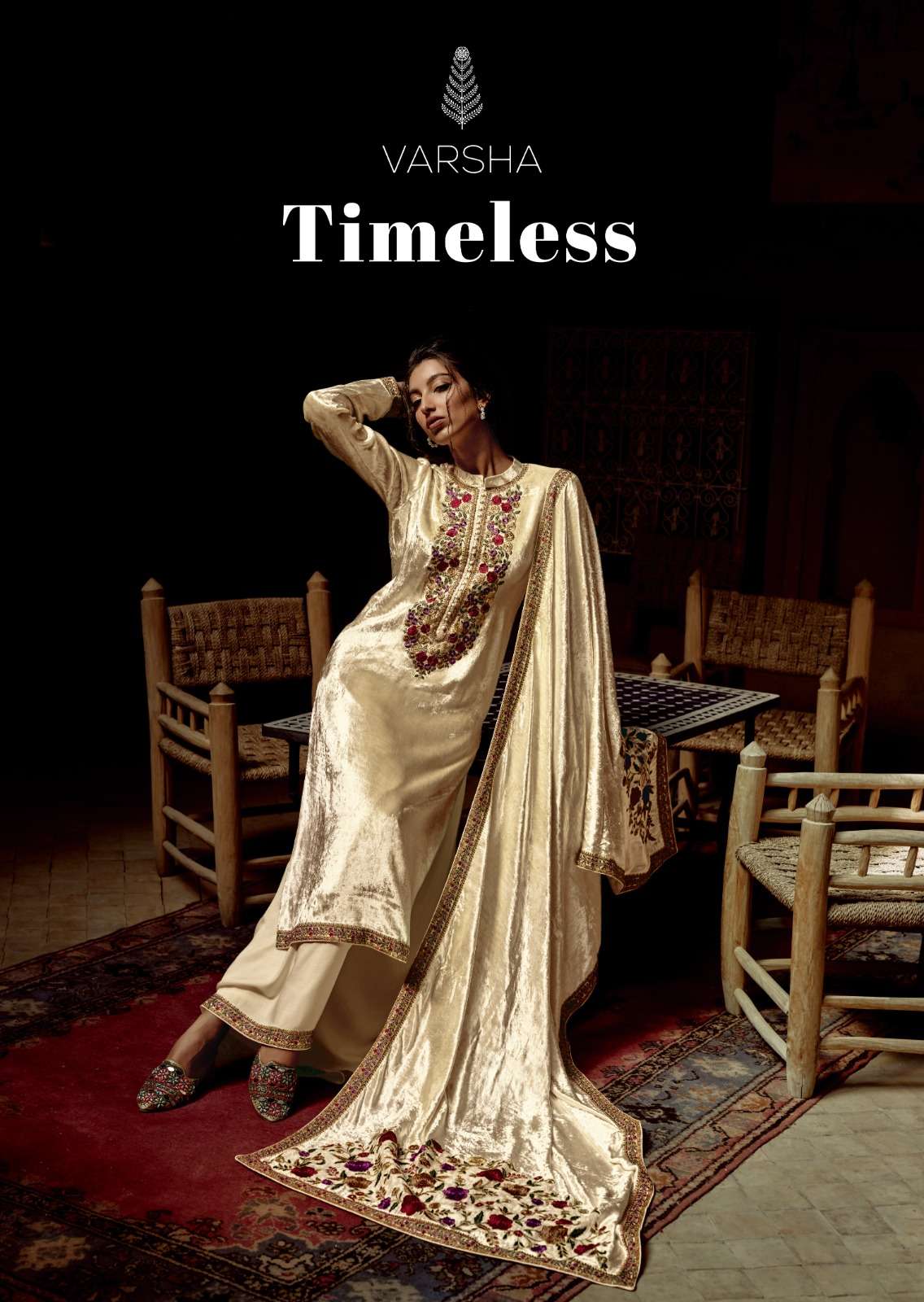 TIMELESS BY VARSHA 01 & 02 SERIES VELVET HEAVY EMBROIDERY WORK WINTER WEAR DRESSES