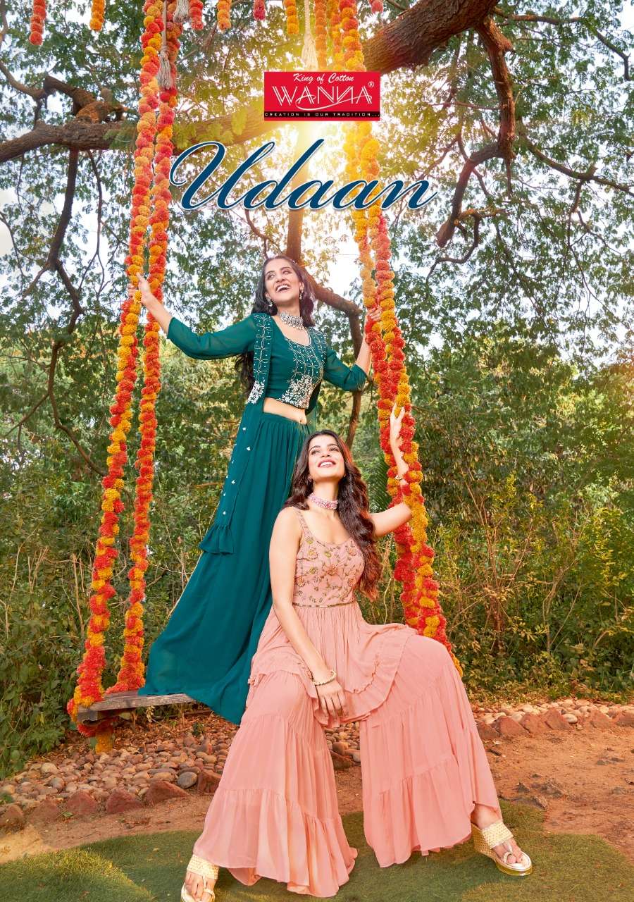 UDAAN BY WANNA 1001 TO 1005 SERIES GEORGETTE HAND WORK READYMADE SHARARA SUITS