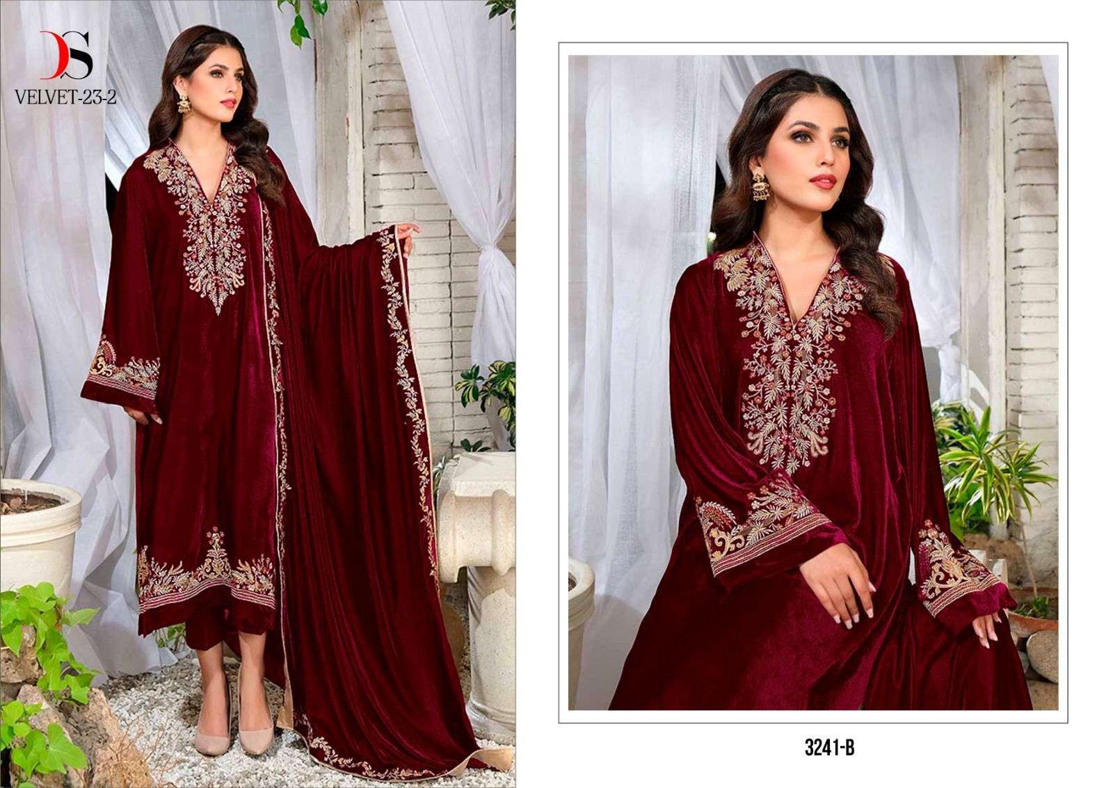 VELVET 3241 HIT DESIGN BY DEEPSY SUITS VELVET WORK PAKISTANI WINTER WEAR DRESS