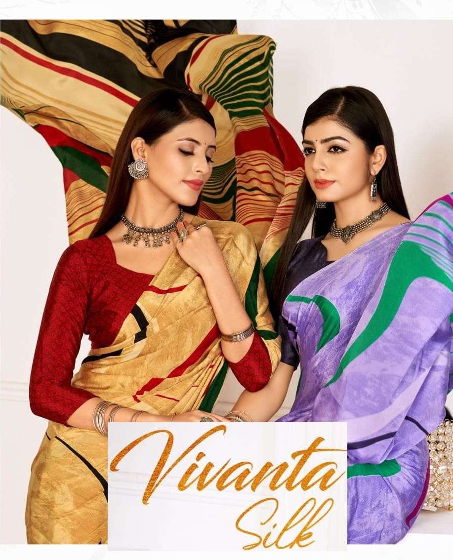 VIVANTA SILK VOL-24 BY RUCHI 28201 TO 28206 SERIES CREPE SILK PRINT CASUAL WEAR SAREES