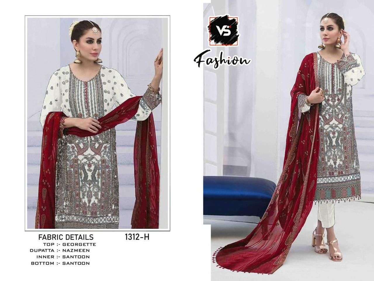 VS-1312 COLOURS BY VS FASHION GEORGETTE EMBROIDERY WORK PAKISTANI DRESSES