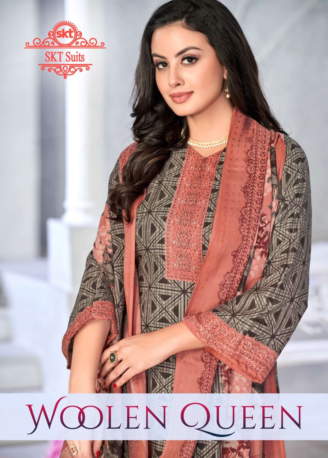 WOOLEN QUEEN BY SKT SUITS 86001 TO 86008 SERIES PASHMINA PRINT WINTER WEAR DRESSES