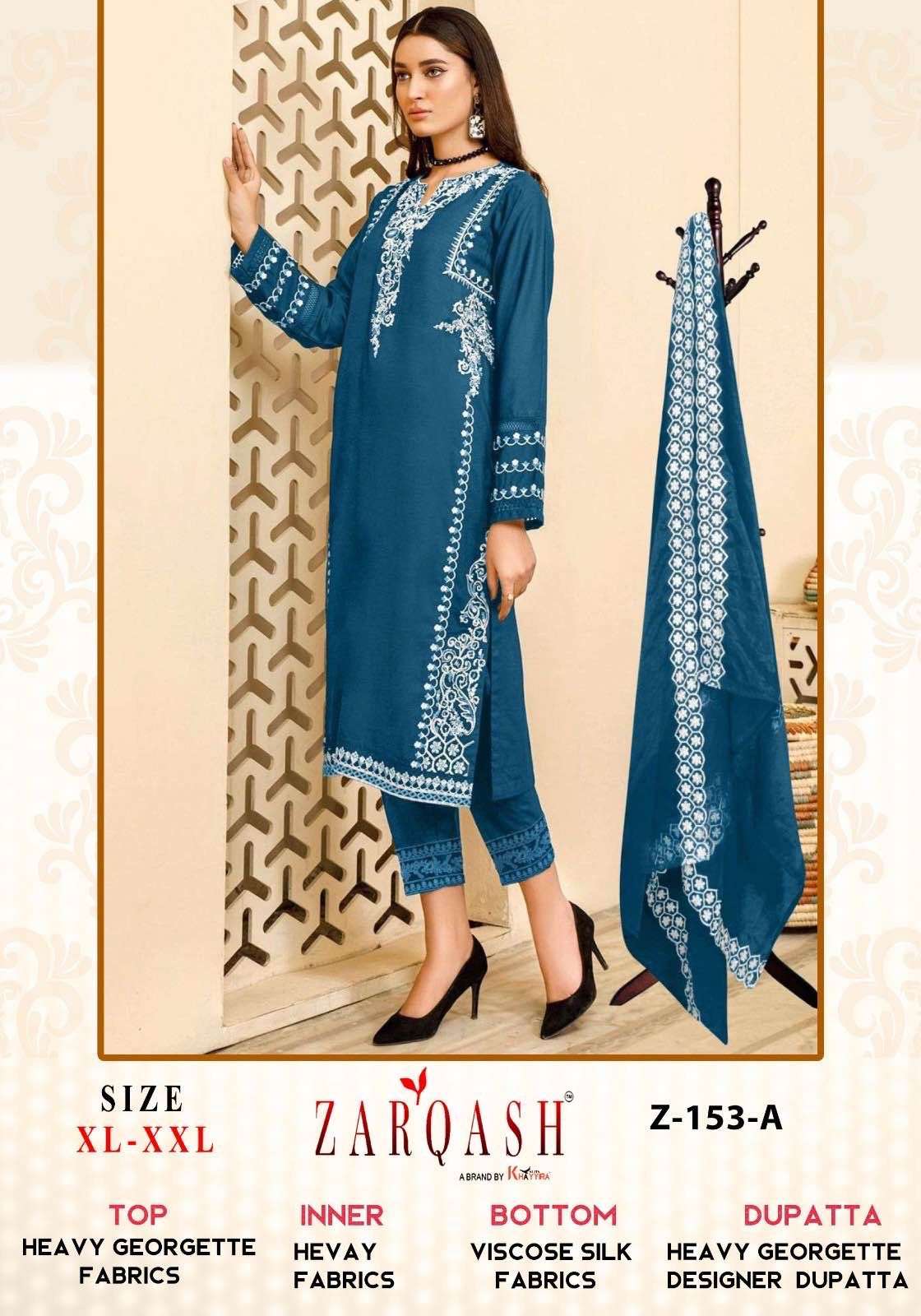 Z-153 COLOURS BY ZARQASH 153-A TO 153-C SERIES GEORGETTE WORK READYMADE PAKISTANI DRESSES