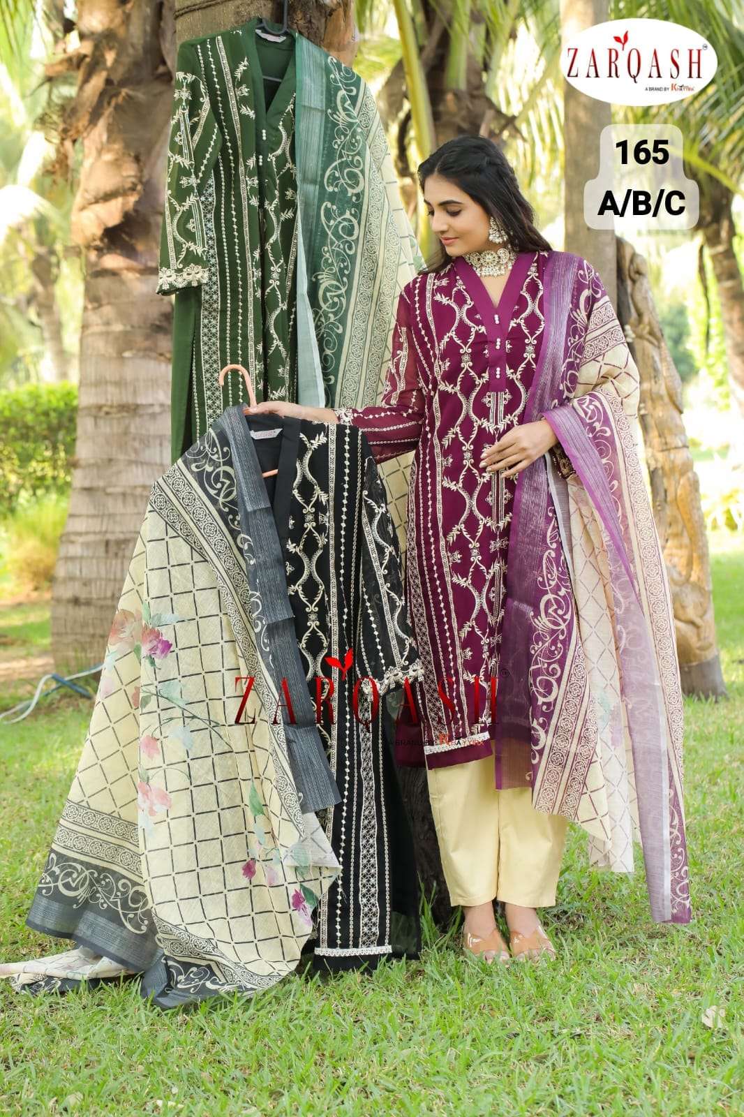 Z-165 COLOURS BY ZARQASH 165-A TO 165-C SERIES HEAVY GEORGETTE WORK READYAMDE DRESSES