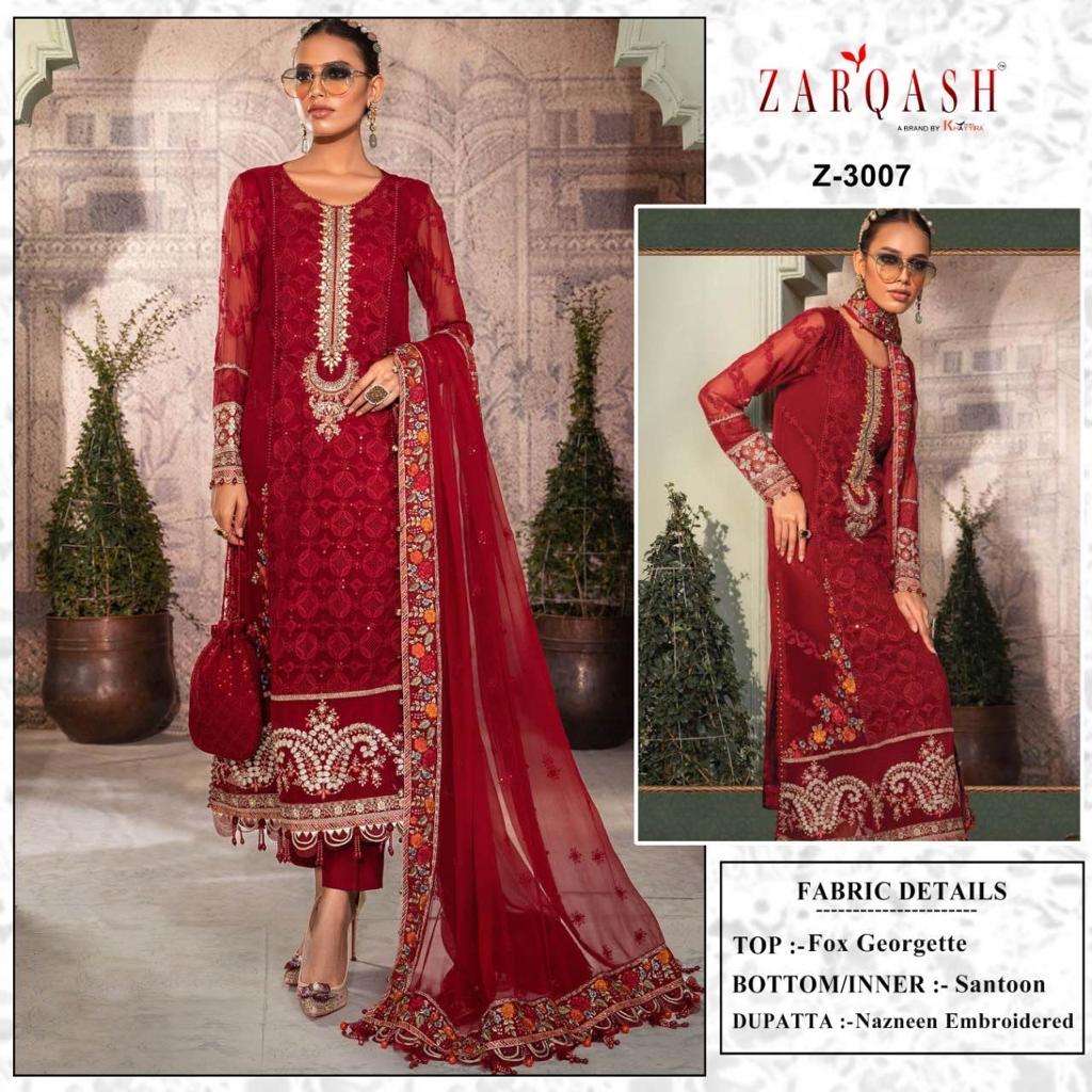 Z-3005 HIT DESIGN BY ZARQASH FAUX GEORGETTE EMBROIDERY PAKISTANI DRESS