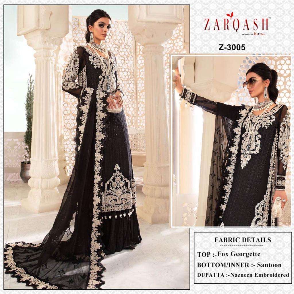 Z-3007 HIT DESIGN BY ZARQASH FAUX GEORGETTE EMBROIDERY WORK PAKISTANI DRESS