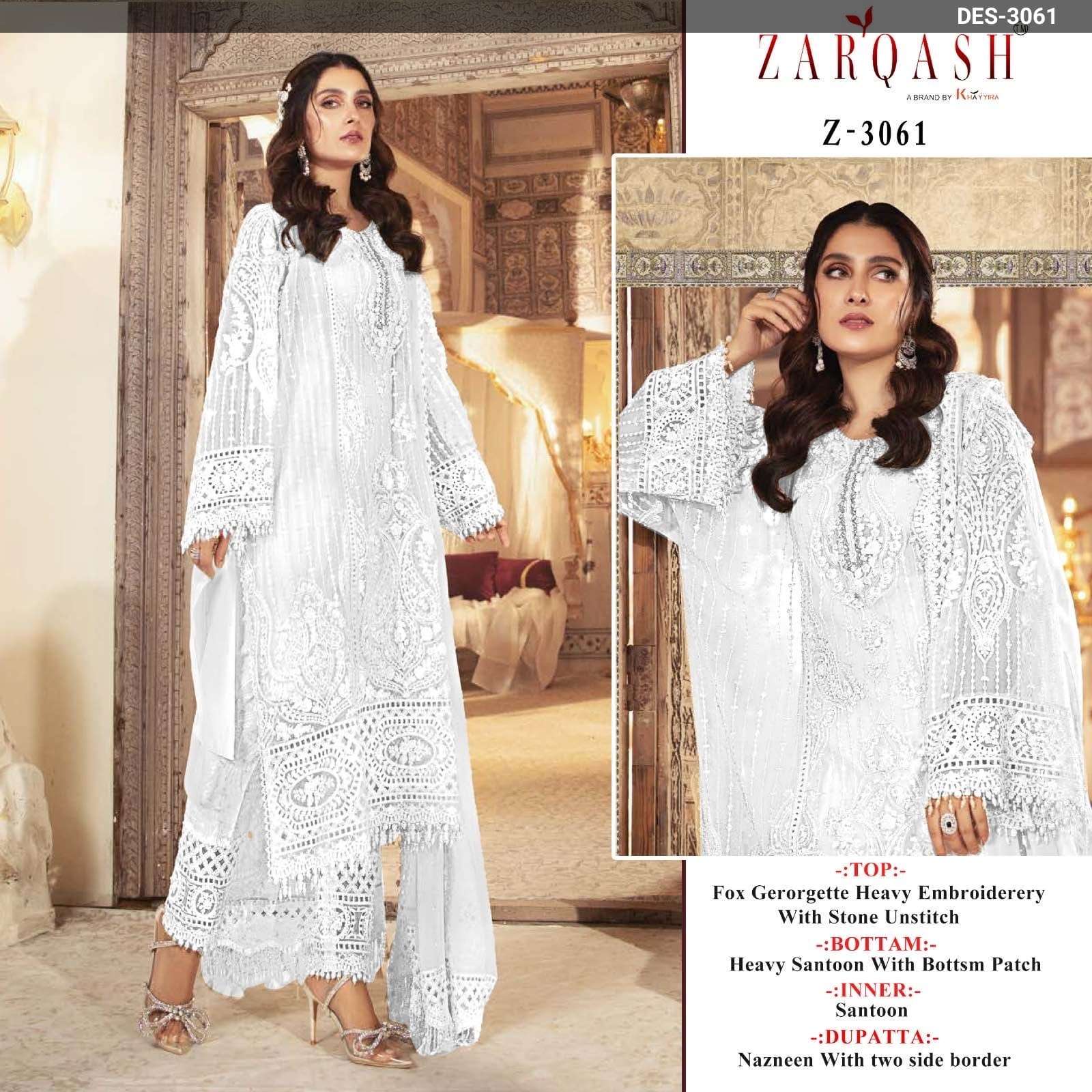 Z-3061 HIT DESIGN BY ZARQASH FAUX GEORGETTE EMBROIDERY WORK PAKISTANI DRESS