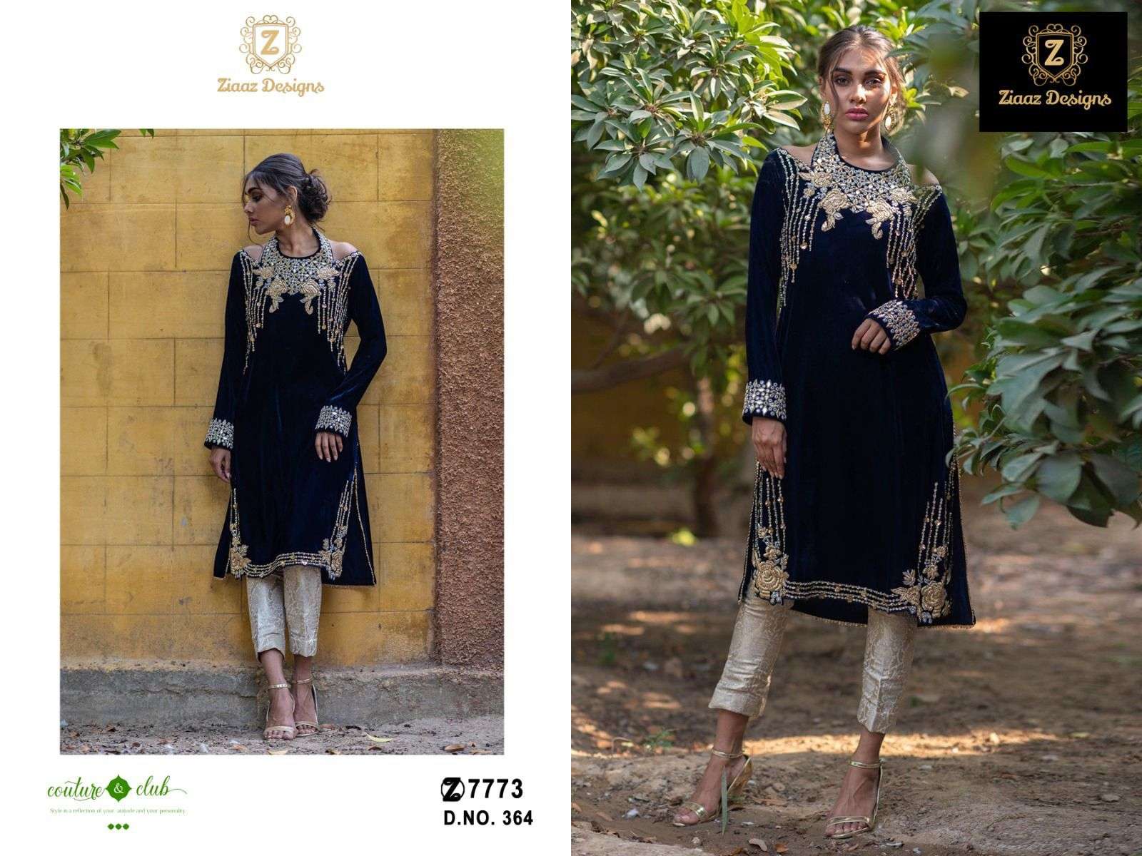 Z-364 HIT DESIGN BY ZIAAZ DESIGNS VELVET EMBROIDERY WORK PAKISTANI DRESS