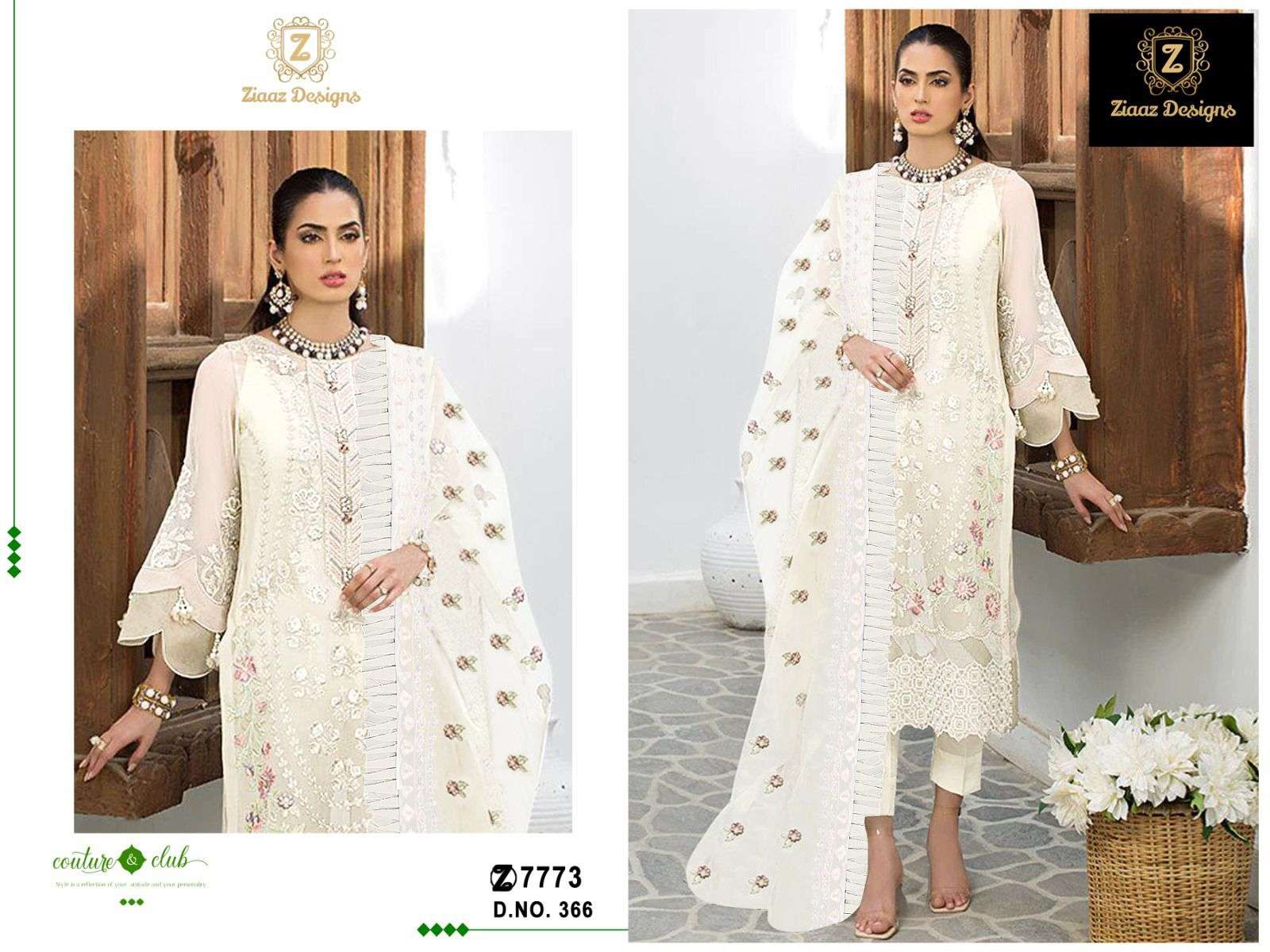 Z-366 HIT DESIGN BY ZIAAZ DESIGNS GEORGETTE EMBROIDERY WORK PAKISTANI DRESS