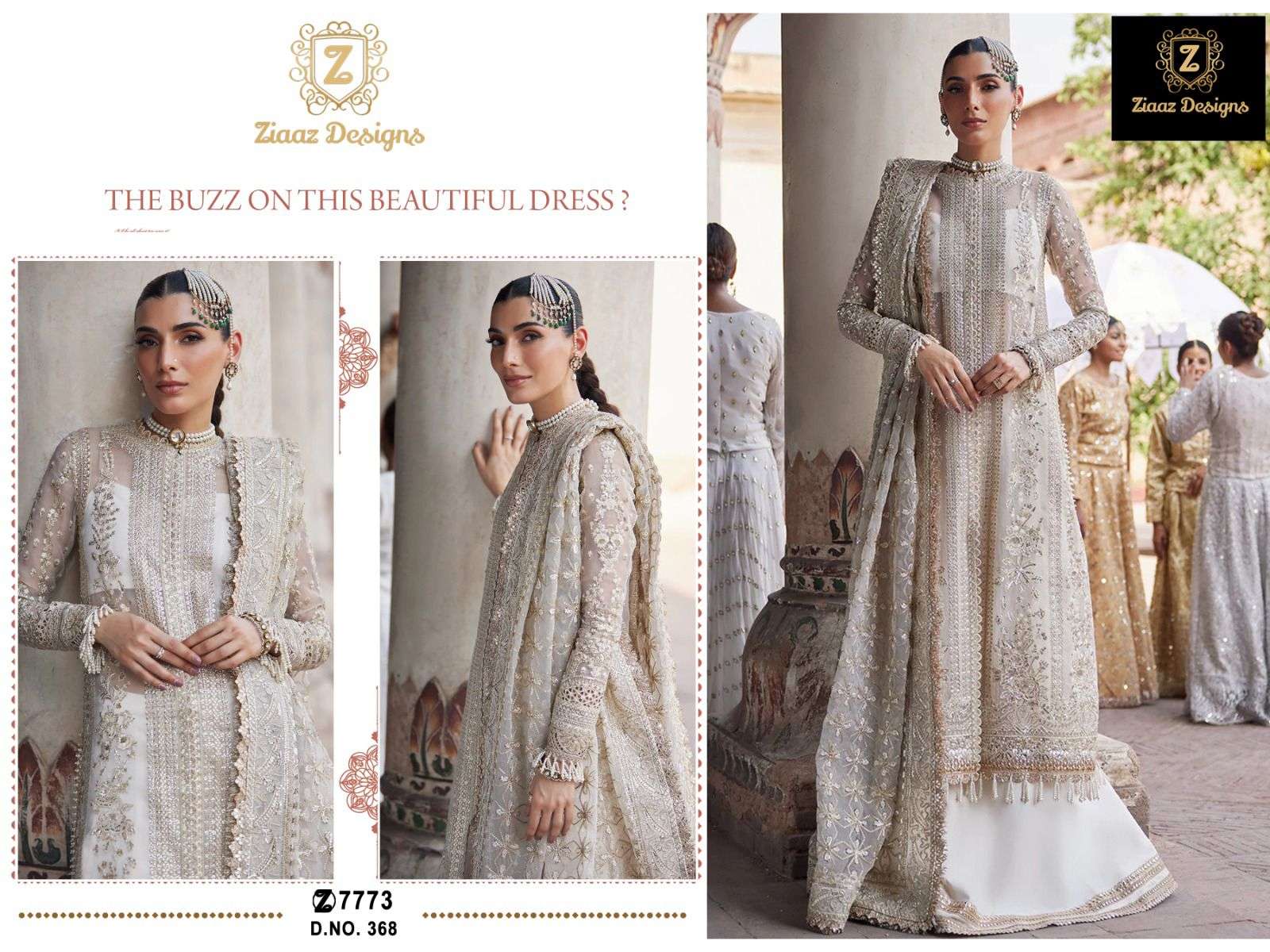 Z-368 HIT DEISGN BY ZIAAZ DESIGNS ORGANZA EMBROIDERY WORK PAKISTANI DRESS