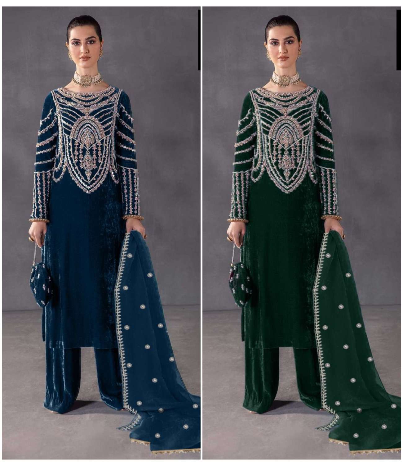 Z-370 NX BY ZIAAZ DESIGNS VELVET EMBROIDERY PAKISTANI WINTER WEAR DRESSES