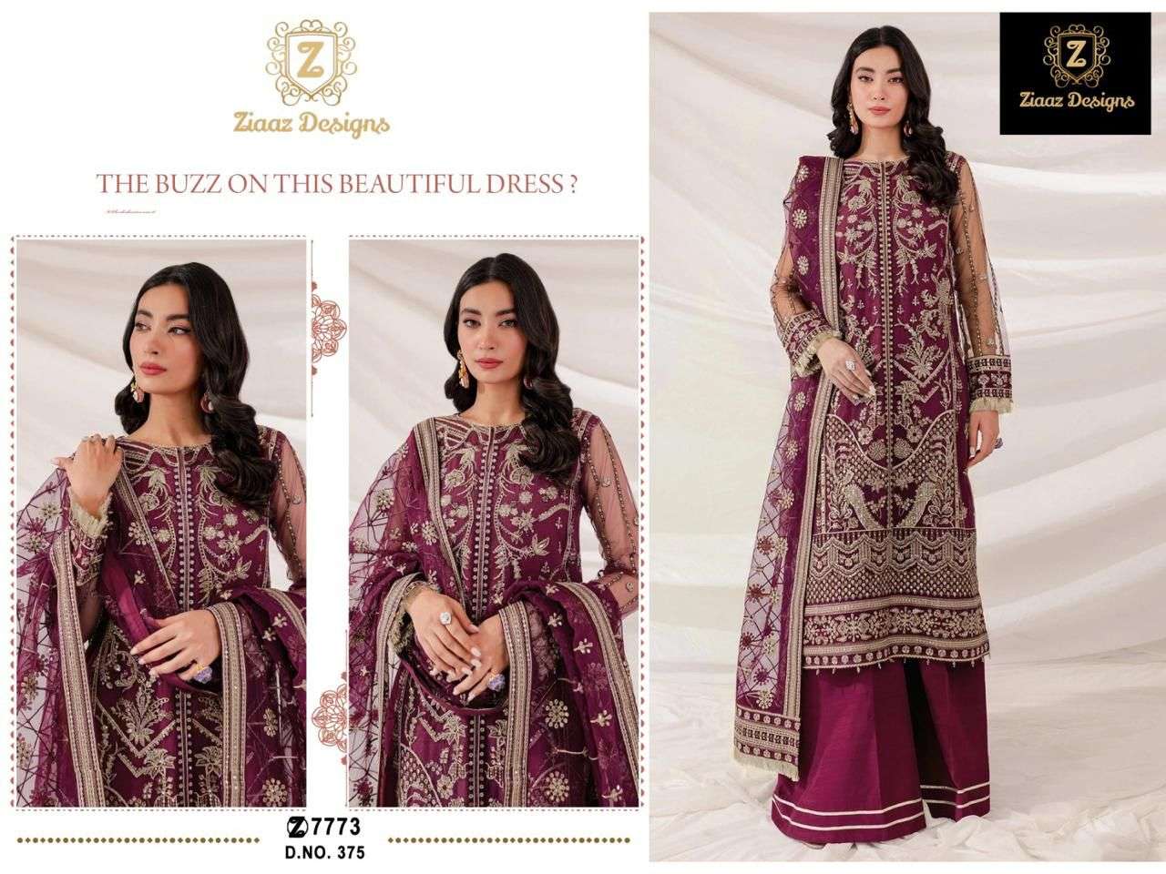 Z-375 HIT DESIGN BY ZIAAZ DESIGNS GEORGETTE EMBROIDERY WORK PAKISTANI DRESS