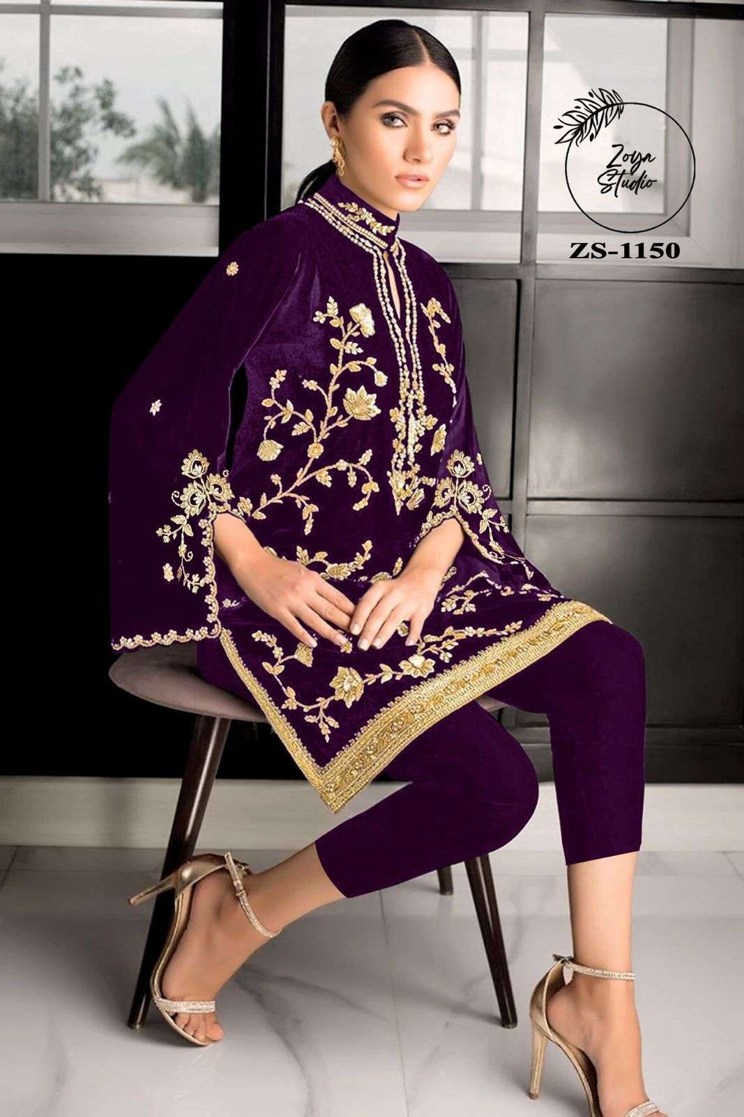 ZS-1150 NX BY ZOYA STUDIO VELVET EMBROIDERY WORK READYMADE WINTER DRESSES