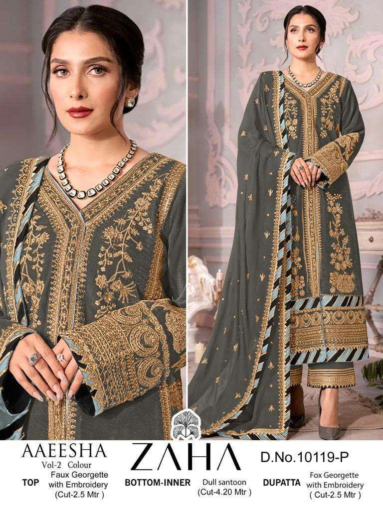 AAEESHA 10119-P TO 10119-S SERIES BY ZAHA GEORGETTE EMBRODIERY WORK PAKISTANI DRESSES