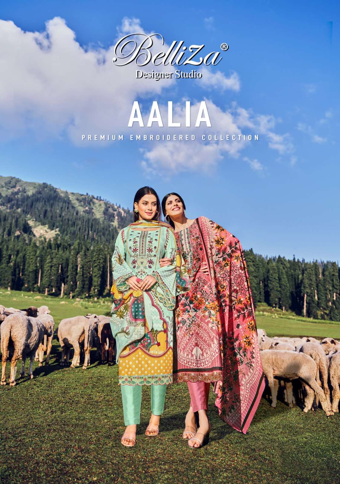 AALIA BY BELLIZA 829-001 TO 829-010 SERIES COTTON PRINT EMBROIDERY WORK DRESSES