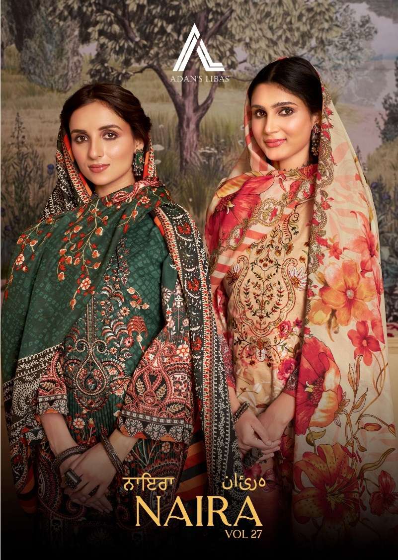 ADANS LIBAS NAIRA VOL-27 BY AQSAWHOLESALE COTTON PRINT EMBROIDERY WORK DRESSES