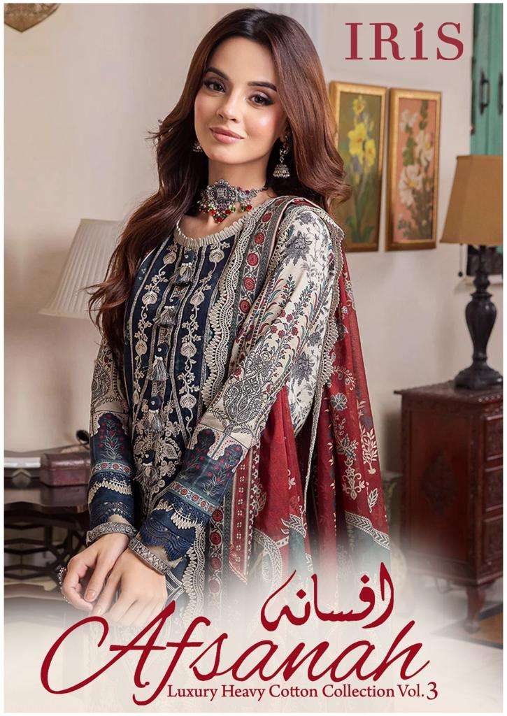 AFSANAH VOL-3 BY IRIS 1021 TO 1030 SERIES PURE COTTON PRINT PAKISTANI DRESSES