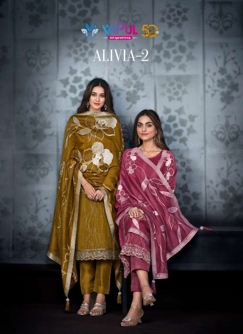 ALIVIA VOL-2 BY VIPUL 5561 TO 5566 SERIES CHINON CHIFFON PRINT WORK DRESSES