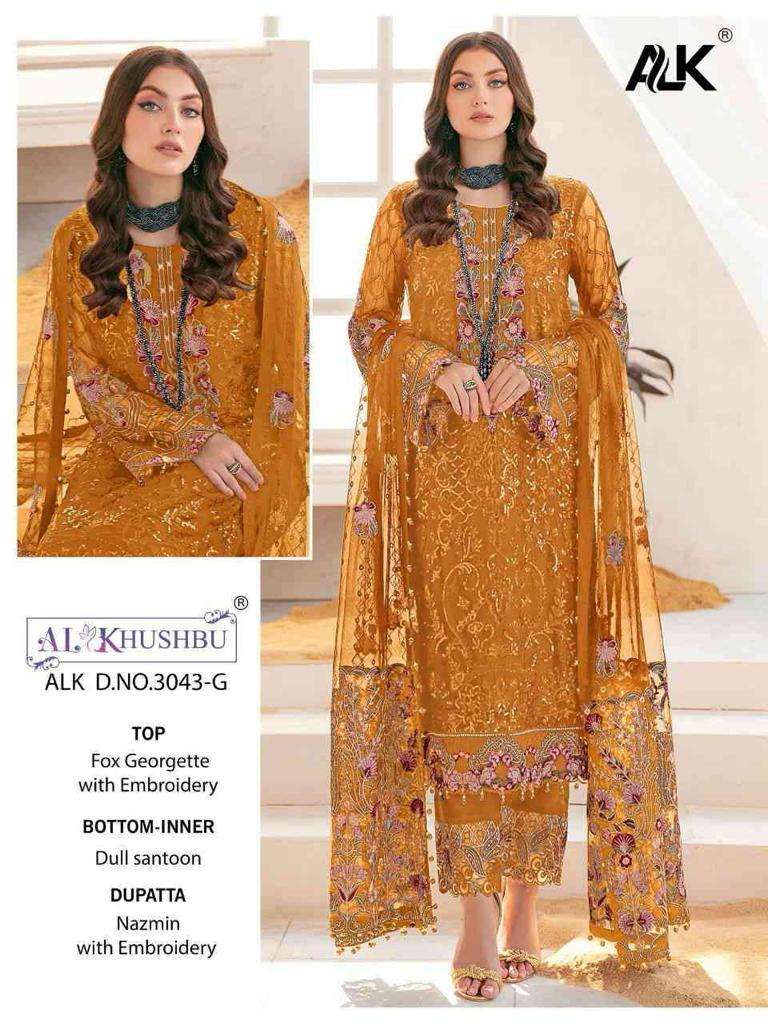 ALK 3043-G HIT DESIGN BY AL KHUSHBU GEORGETTE EMBROIDERY WORK PAKISTANI DRESS