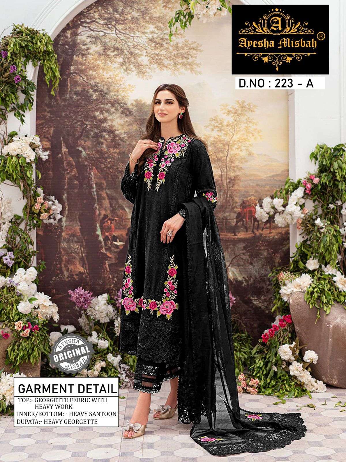 AM-223 COLOURS BY AYESHA MISBAH 223-A TO 223-E SERIES FAUX GEORGETTE WORK DRESSES