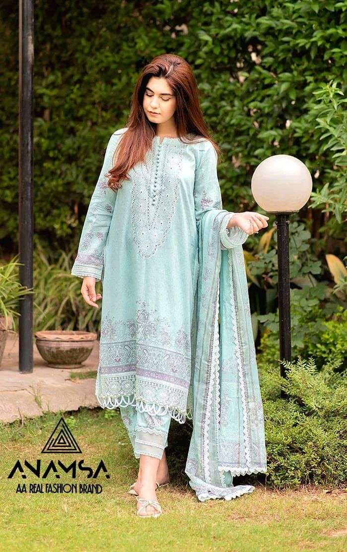 ANAMSA 248 HIT DESIGN BY ANAMSA MUSLIN COTTON PRINT WORK PAKISTANI DRESS