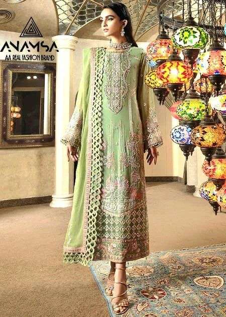 ANAMSA 256 HIT DESIGN BY ANAMSA PURE GEORGETTE EMBROIDERY WORK PAKISTANI DRESS