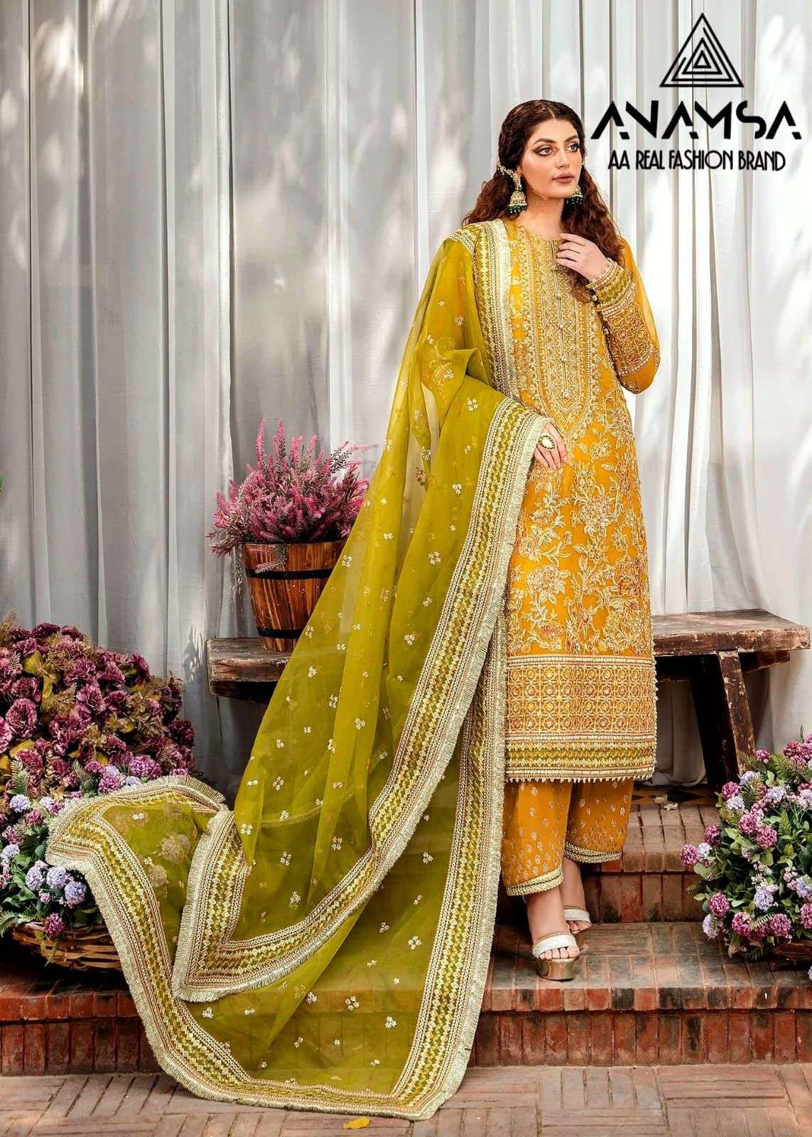 ANAMSA 262 HIT DESIGN BY ANAMSA PURE GEORGETTE EMBROIDERY WORK PAKISTANI DRESS