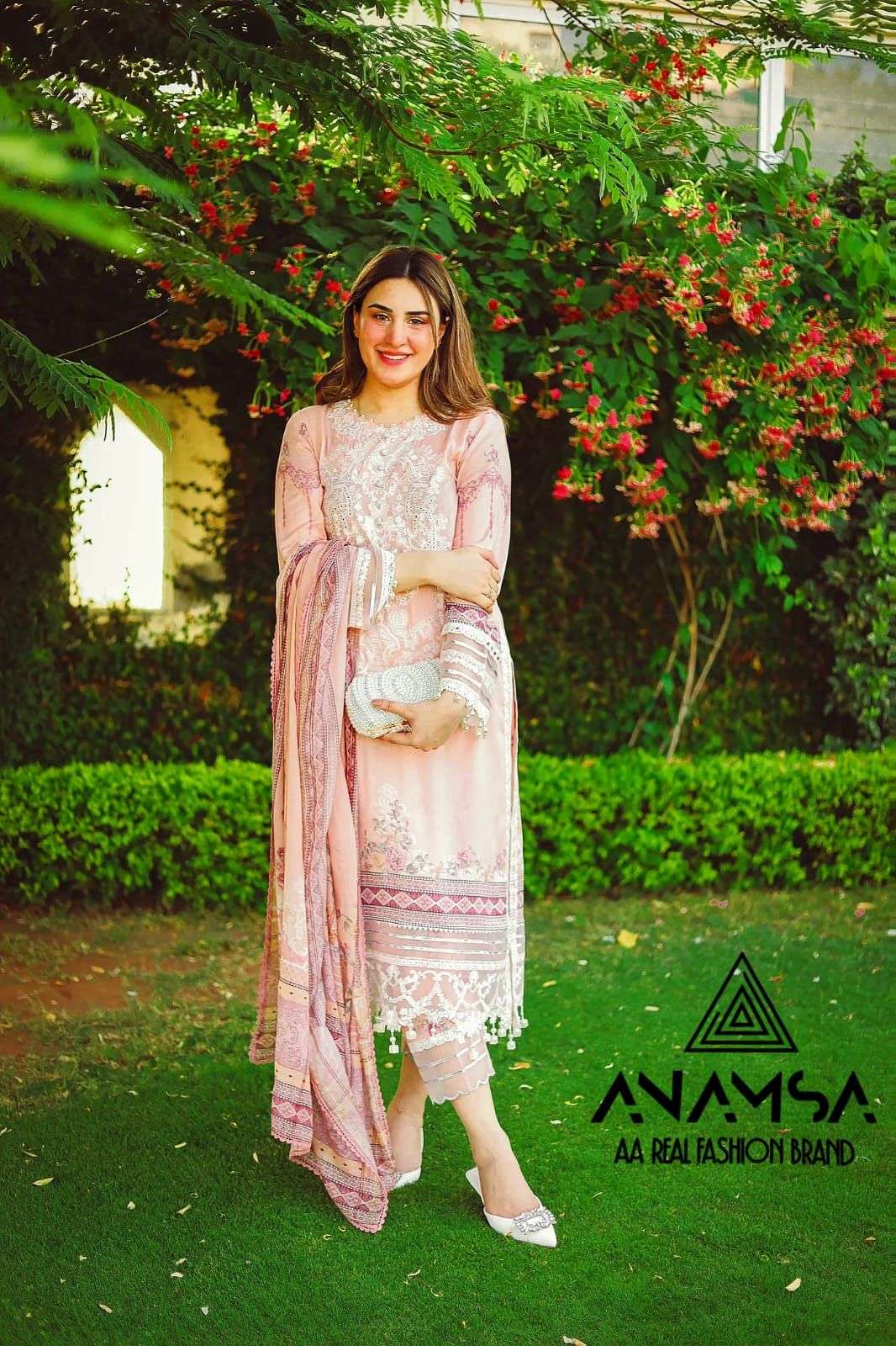 ANAMSA 268 HIT DESIGN BY ANAMSA MUSLIN COTTON PRINT WORK PAKISTANI DRESS