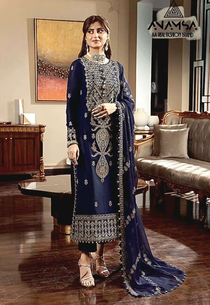 ANAMSA 270 HIT DESIGN BY ANAMSA FAUX GEORGETTE EMBROIDERY WORK PAKISTANI DRESS