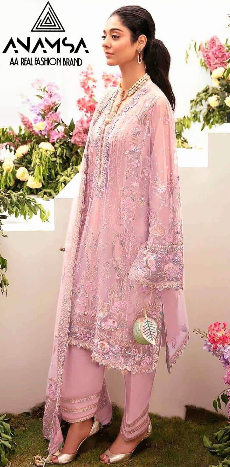 ANAMSA 273 HIT DESIGN BY ANAMSA FAUX GEORGETTE EMBRODIERY WORK PAKISTANI DRESS