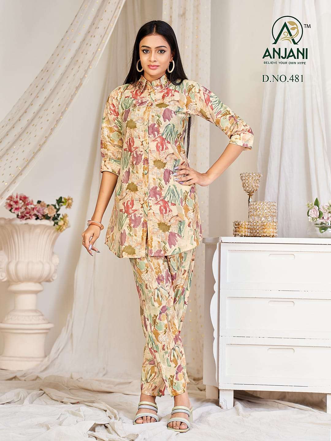 ANJANI MEGHNA BY AQSAWHOLESALE 425 TO 485 SERIES MODAL PRINT WORK CO-ORD SET