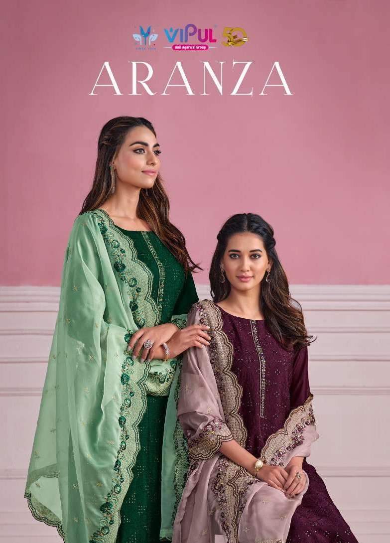 ARANZA BY VIPUL 5571 TO 5576 SERIES CHINON CHIFFON EMBROIDERY WORK DRESSES