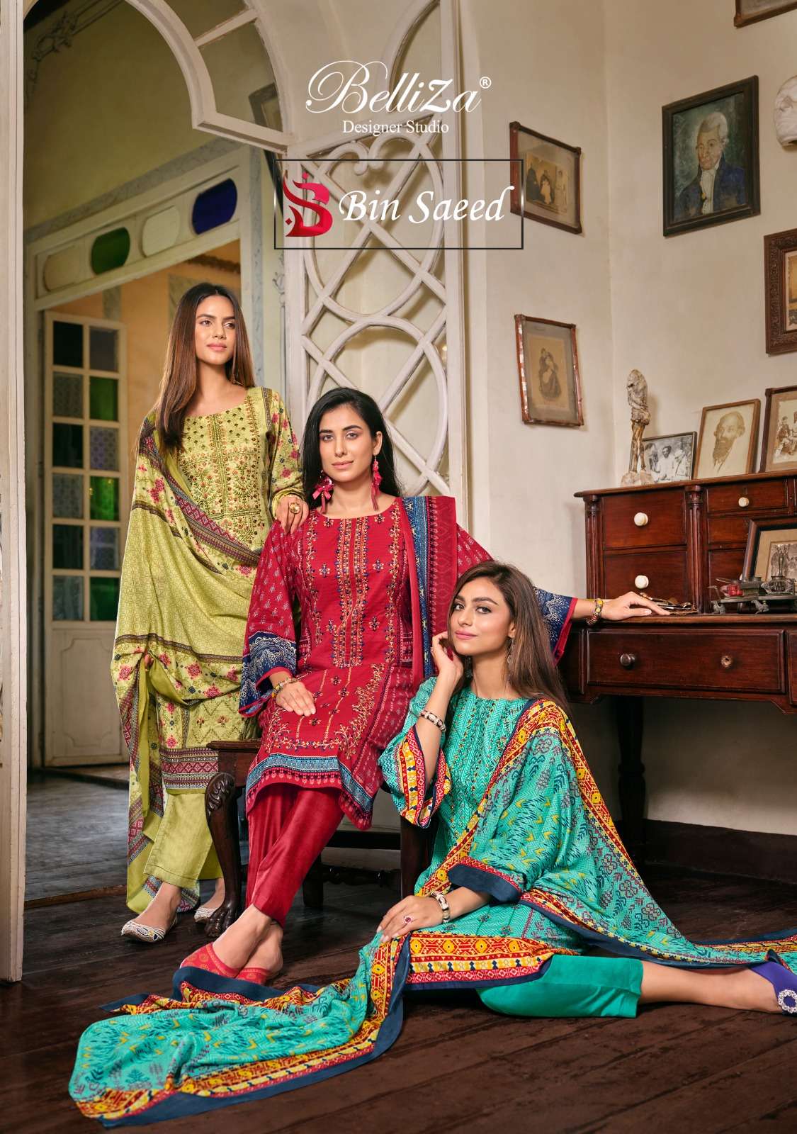 BIN SAEED BY BELLIZA 859-001 TO 859-008 SERIES PURE COTTON WORK PAKISTANI DRESSES