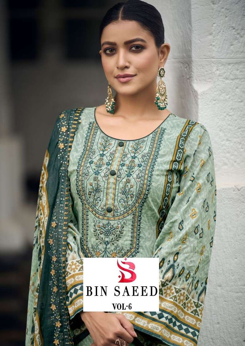 BIN SAEED VOL-6 BY JIHAN 3187 TO 3221 SERIES PURE LAWN EMBROIDERY PAKISTANI DRESSES