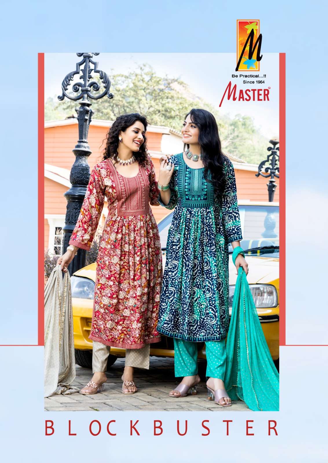 BLOCK BUSTER BY MASTER 101 TO 108 SERIES RAYON FOIL PRINT WORK READYMADE DRESSES