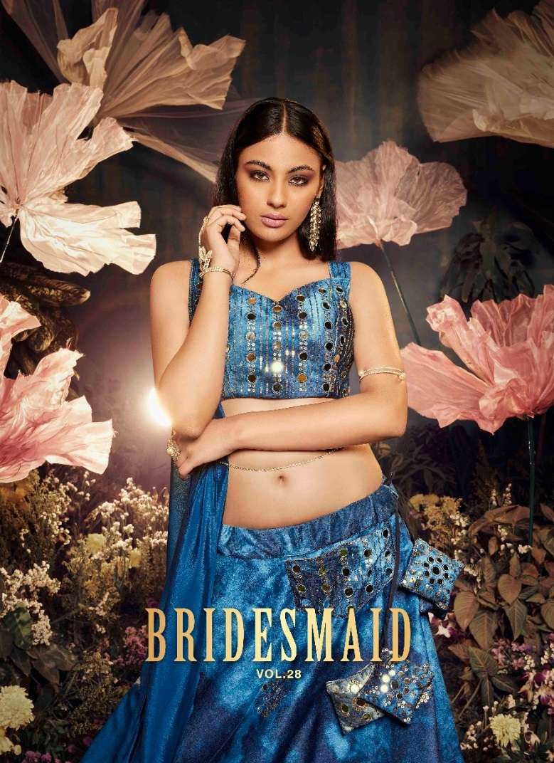 BRIDESMAID VOL-28 BY SHUBHKALA 2271 TO 2275 SERIES VELVET PRINT WORK LEHENGAS