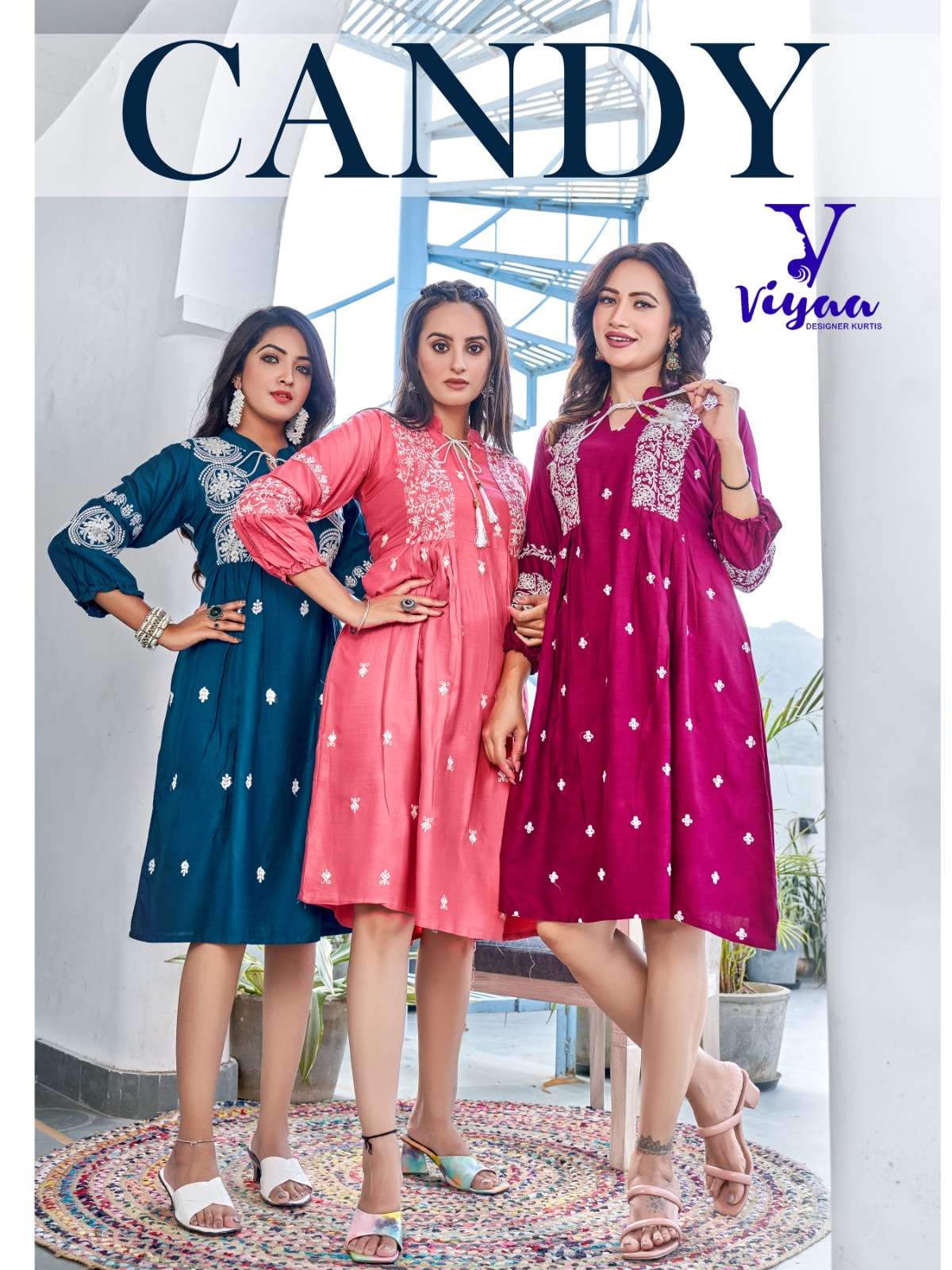 CANDY BY VIYAA DESIGNER 01 TO 08 SERIES RAYON PRINT WORK SHORT KURTIS