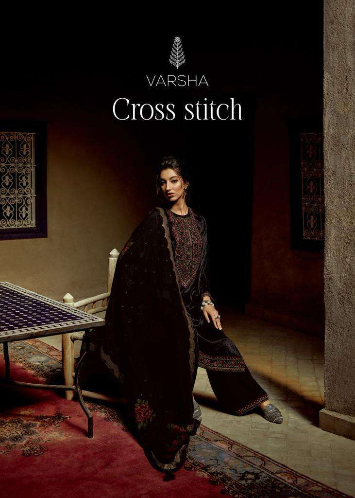 CROSS STITCH BY VARSHA 01 & 02 SERIES VELVET EMBROIDERY WORK WINTER WEAR DRESSES