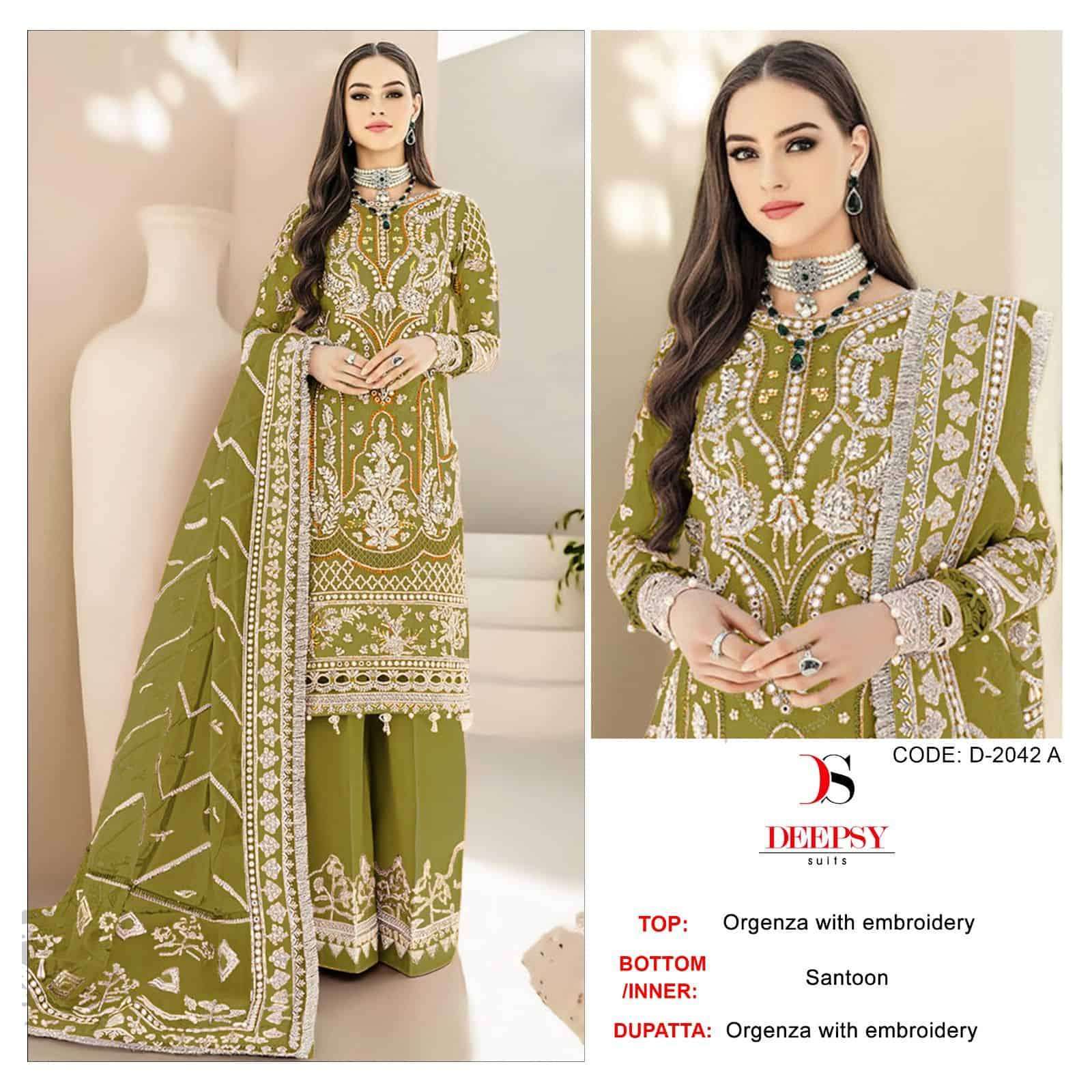 D-2042 COLOURS BY DEEPSY SUITS 2042-A TO 2042-D SERIES ORGANZA WORK PAKISTANI DRESSES