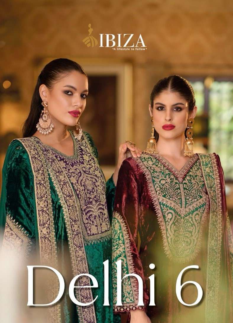 DELHI-6 BY IBIZA LIFESTYLE 10576 TO 10582 SERIES VISCOSE VELVET WORK WINTER WEAR DRESSES